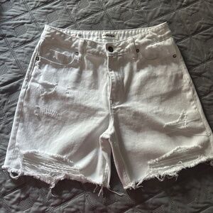 Vigoss High Rise Denim Bermuda Short - White